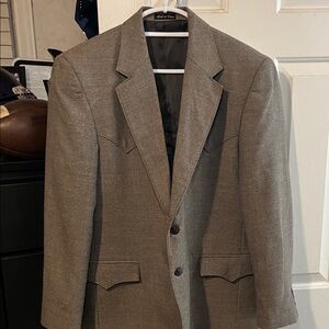 Men’s Circle S 42R brown tweed western trim  sports coat